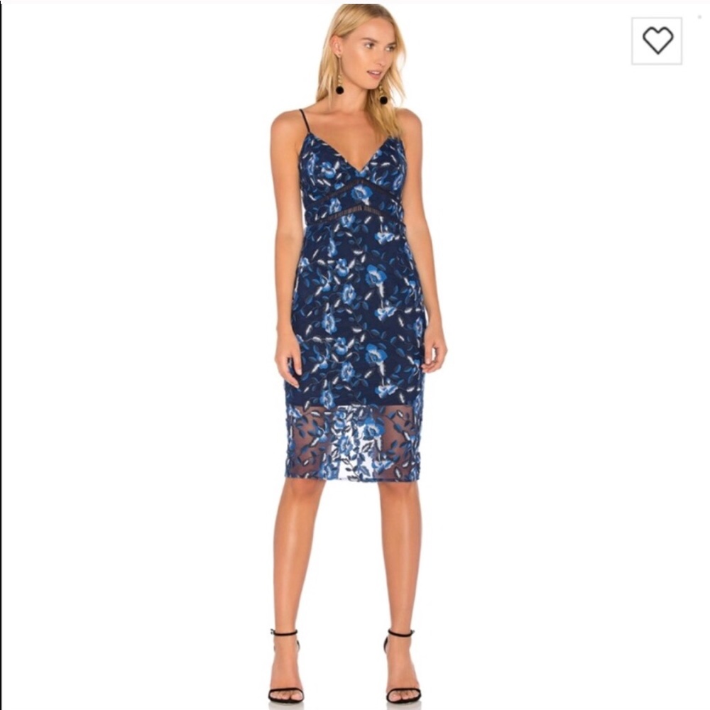 Bardot Safire Blue Lace Midi Dress